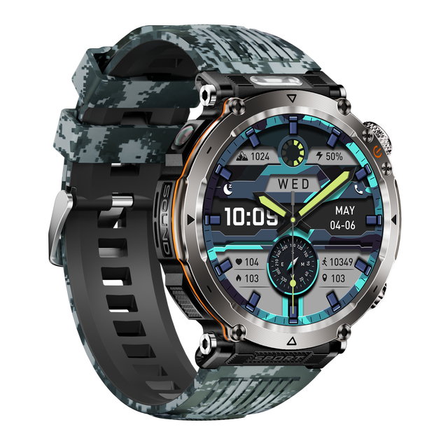 2025 HT30 Smartwatch with Flashlight IP68 Waterproof BT Call Sleep Monitoring Outdoor Sport Relojes Smart Watch for Men