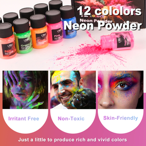 LE.Q.U Poudre de paillettes néon rose lumineuse 12 couleurs, poudre flash UV pour la décoration des ongles et l'artisanat - Product Image 3