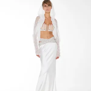 SS2286 летний комплект из двух предметов, юбка и привлекательные сетчатые просвечивающие топы, роскошная бандажная одежда для вечеринок с бисером