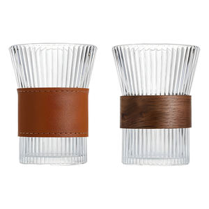 แก้วลายดอกทานตะวันสุดสร้างสรรค์พร้อมกระเป๋าหนังแก้วเหล้าแก้วคริสตัลรูปใบไม้สีทองภูเขา - Product Image 1