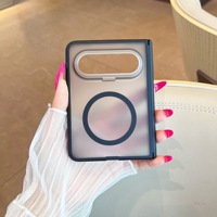 Coque de protection pour Xiaomi 18 Fold, anti-chute, translucide givrée, sensation de peau, avec anneau magnétique et béquille, double charnière
