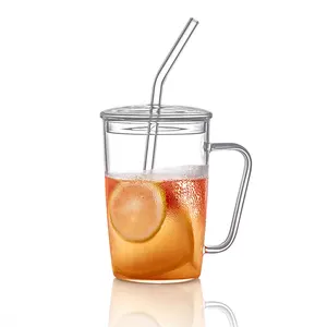 Hittebestendige Borosilicaatglas Sippy Water Koffie Cup Sap Melk Drank Zomer Met Cover Huishoudelijke