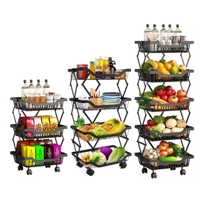 Portable Multilayer Black/White Folding Kitchen Accessories Storage Holders Kitchen Items Foods Home Storage & Organization