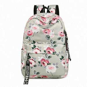 Ladies Ethnic Style Flowers Printed <b>Backpack</b> Waterproof Nylon Large Capacity Teenage Girls Student School Bag <b>Backpack</b> - Product Image 4