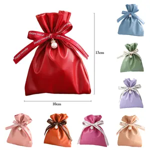 Leather Gift Bag For Packaging Necklace Jewelry Blue Small Bags For Gifts Chocolate Candy Box Wedding Favors Baby Shower Party