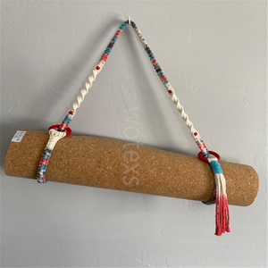 Sangle de transport en <span class=keywords><strong>macramé</strong></span> en coton doux personnalisée, multi-usages pour tapis de yoga et couverture - Product Image 3