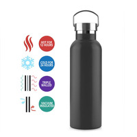 Botella de Agua Clásica de Acero Inoxidable Libre de BPA, Doble Pared, Aislamiento Térmico al Vacío, para Viajes, Gimnasio, Fitness