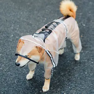 大型犬透明レインコートブルドッグハスキーラブラドールシェパード、犬防水レインコート、犬用レインポンチョジャケット