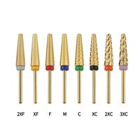 Fraise à ongles en carbure de tungstène, revêtement doré, taille standard, vente en gros, personnalisable