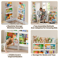 Bibliothèque étroite pour enfants avec étagères ouvertes, organisateur de jouets et de livres pour chambre d'enfant et salle de jeux, mobilier blanc pour enfants