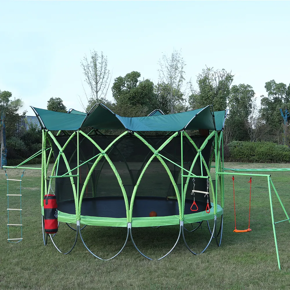 10FT Garten Trampolin Combo Bouncing Jumping Outdoor Fitness PVC Feder abdeckung Polsterung Kinder Trampolin mit Basketball
