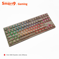Deko — clavier de jeu mécanique en bois Smart9 M87K, rétroéclairé rvb complet, 5 broches, échange à chaud