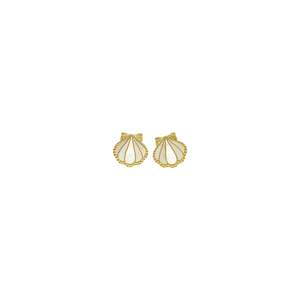 Boucles d'oreilles tendance en acier inoxydable 316L plaqué or PVD, design coquillage, bijoux durables et résistants - Product Image 1