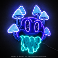 Enseigne néon LED psychédélique avec visage souriant et champignons, pour publicité, bars, parcs et décoration murale de mancave