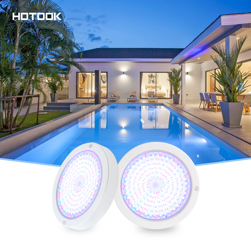 HOTOOK 12V IP68 Waterproof 10W Remote Control RGB Resin Filled PC Pool Lamp Mini Wall Mounted Swimming Pool Light Led Underwater