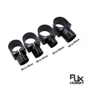 RJXHOBBY RJX4141 Conector de tren de aterrizaje de aleación de aluminio de tres vías de 30 mm a 40/45/50 mm, abrazadera de tubo negra para dron - Product Image 1