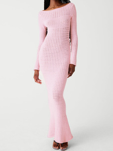 Tejer cuello redondo sólido manga larga sin espalda agujero elegante <span class=keywords><strong>vestidos</strong></span> de <span class=keywords><strong>mujer</strong></span> 2024 <span class=keywords><strong>Otoño</strong></span> <span class=keywords><strong>Invierno</strong></span> venta al por mayor ropa Casual - Product Image 6