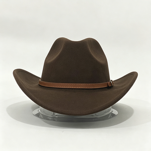 Custom Logo Unisex Wool Cowboy <b>Hat</b> With Leather <b>Band</b> Multiple Colors Available For Outdoor Use - Product Image 3