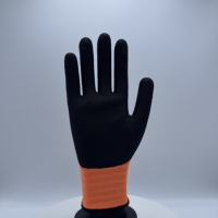 Sarung Tangan Kerja Safety Lapisan Nitril Sandy Nylon Spandex Oranye 13G Grosir Produsen untuk Penggunaan Profesional