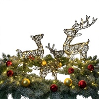Ensemble familial de rennes de Noël surdimensionnés, décorations de jardin en fil métallique éclairé par LED, étanches IP44 pour extérieur, décorations de centre commercial Navidad