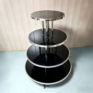 Exhibidores Circulares Móviles de Acero Inoxidable con Estantes de Madera, Servicio OEM/ODM para Boutiques y Salas de Exhibición, Venta Directa de Fábrica - Product Image 4