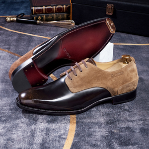 Chaussures Derby en cuir véritable de haute qualité pour hommes, chaussures habillées formelles de mariage, chaussures de bureau, chaussures de travail, semelle en cuir - Product Image 6