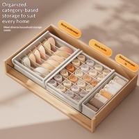 Boîte de rangement pour sous-vêtements et chaussettes Tianshan en coton-lin, avec compartiments divisés, type tiroir 3-en-1 pour armoire