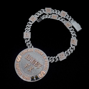 Produttore di gioielli Hip Hop personalizzati 925 in argento Sterling VVS Moissanite diamanti rotondi <span class=keywords><strong>medaglione</strong></span> ghiacciato <span class=keywords><strong>collana</strong></span> pendente - Product Image 2