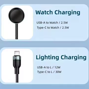 100W Multi-Functionele <span class=keywords><strong>5</strong></span> In 1 Vlecht Datakabel Horloge Magnetische Zuigkracht Draadloos Opladen Datakabel Snel Opladen Kabel Voor iPhone - Product Image 5