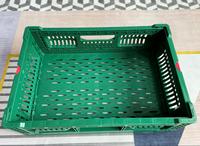ZNKIA Gris, Caisse de Rangement en Plastique Pliable et Empilable, 500x330x170mm, Style Maille Aérée, Capacité 12-15kg, pour Fruits