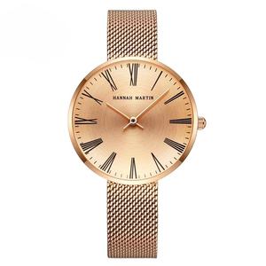 Nuevo Reloj de Cuarzo para Mujer al por Mayor, de Acero Inoxidable, Color Oro Rosa, con Esfera Grande Simple, Números Romanos y Motivo Solar Vintage - Product Image 1