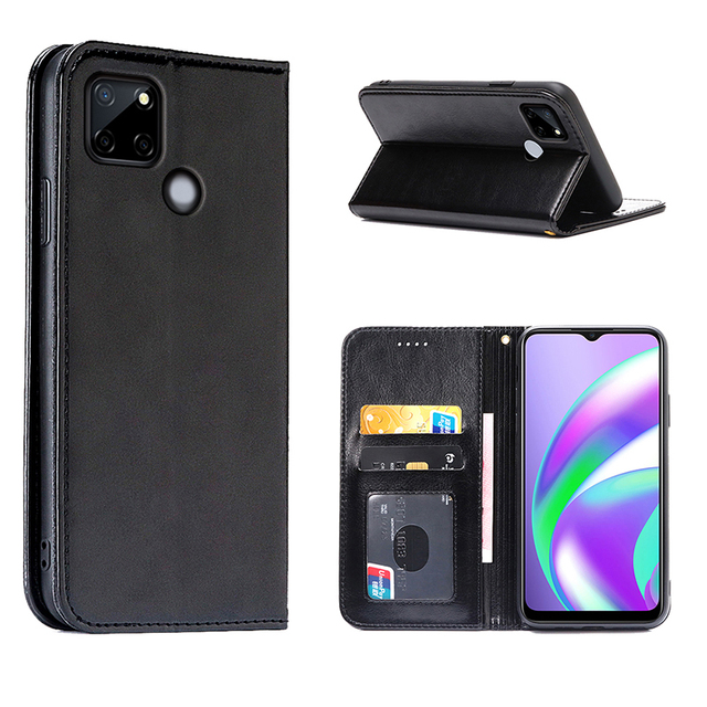 For Realme Cover C12 Wholesale PU Leather Phone Back Cover for OPPO Realme C12