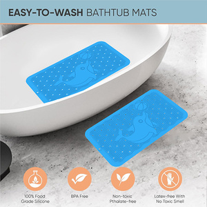 Tapis de bain antidérapant en silicone à séchage rapide et écologique avec trous de drainage et texture de massage douce pour salle de bain - Product Image 3