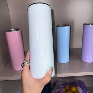 20oz Double-Walled Stainless Steel Tumbler <b>Cup</b> with Closed <b>Lid</b> Straw Purple Pink Blue White Slim Water Mug with Handle and <b>Lid</b> - Product Image 5