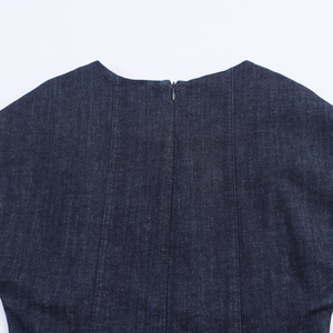 Abito <span class=keywords><strong>Lungo</strong></span> in Denim <span class=keywords><strong>Blu</strong></span> Scuro <span class=keywords><strong>con</strong></span> Collo Tondo e <span class=keywords><strong>Spacco</strong></span> Posteriore, Casual e alla Moda per l'Estate, <span class=keywords><strong>con</strong></span> Cintura per Donna - Product Image 6