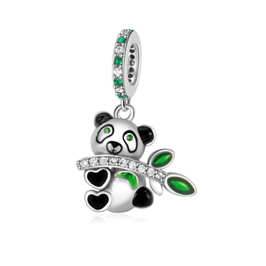 <span class=keywords><strong>Abalorios</strong></span> de <span class=keywords><strong>Plata</strong></span> Pan Charms, Mano de Panda Madre e Hijo con Hoja de Bambú, Compatibles con Pulseras Originales, Joyería de Amistad, Día de la Madre, Berluque - Product Image 2
