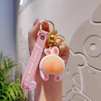 Porte-clés anti-stress 3D en caoutchouc souple Lisa en forme de fesses de cochon, motif dessin animé, écologique et durable, pour femmes, couples, voiture, sac