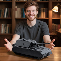 12GO 97016 Maus Tank Gris Fer Blocs de Construction Modèle Militaire Jouet en Plastique Alimenté par Batterie Contrôlé par Application Plus de 800 Blocs pour Enfants