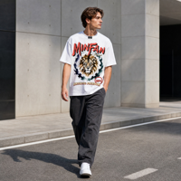 T-shirt Homme T14 MINFAN en Gros 100% Coton Manches Courtes Coupe Boxy Imprimé Graphique Décontracté Streetwear Rétro Lion Aquarelle