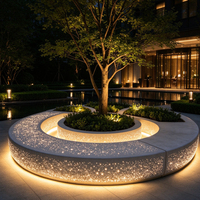 Banc en résine de béton transparente UHPC, ciment lumineux GRC, siège de piscine en forme d'arc, éclairage nocturne en pierre Tyco
