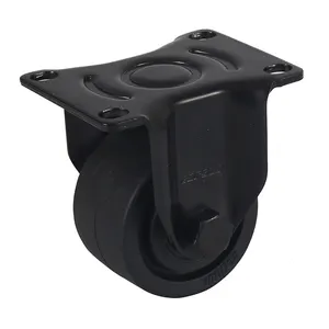 Roda kastor mesin bisnis Castor 1.5/2/2, 5/3 inci Enhanced nilon hitam rendah gravitasi roda