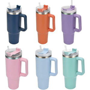 Tasse de voyage à café en acier inoxydable 40oz, <span class=keywords><strong>poignée</strong></span> de gobelet et couvercle de paille, tasse à Double paroi isolée sous vide - Product Image 1