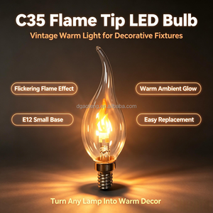 C35 火焰式 LED 灯泡 E12 暖色闪烁灯，适用于装饰台灯、吊灯和壁灯 - Product Image 3