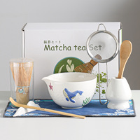 JY en stock – Ensemble fouet à matcha en forme de baleine, service à café japonais moderne en porcelaine, 4 pièces