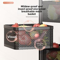 Chariot de rangement rotatif multifonction en métal, étagère à roulettes à 3-5 niveaux pour fruits, légumes et collations