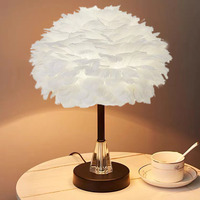 Lampe de table en plumes de style nordique de luxe Boyid, design moderne, LED à intensité variable, corps en fer, durée de vie de 50 000 heures, lumière douce et chaude, bureaux, études