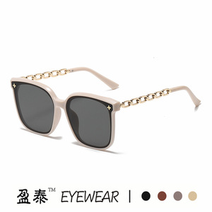 Eyewear Chain Temple Sunglasses <b>Black</b> Frame UV400 Women Fashion - Product Image 2