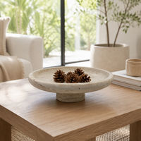 Plateau décoratif 2 pièces en marbre travertin naturel de style européen, pour fruits et pâtisseries, support à gâteau, résistant au four, pour café
