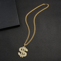Collier ras du cou avec pendentif dollar exagéré en strass brillant pour femmes et hommes, bijoux de fête