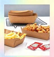 Boîte à lunch en papier kraft brun jetable personnalisée, résistante à l'huile, pour frites, nuggets de poulet, pop-corn